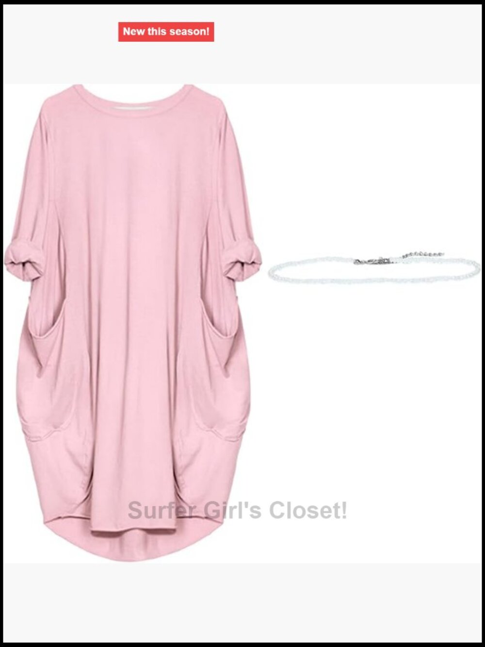 Crew Neck T Shirt Midi Dress Loose Plus Size with Pockets